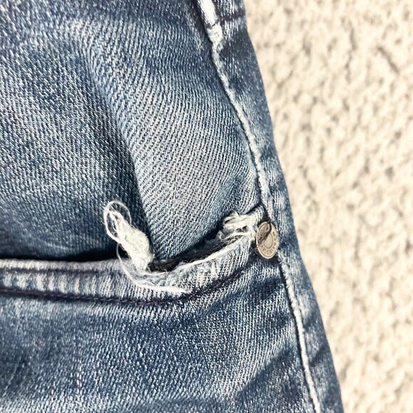 7 For All Mankind The Straight Jeans Mens 34x28 Blue Denim Distressed Casual - Picture 2 of 8